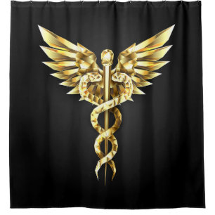 Gold Polygonal Symbol Caduceus