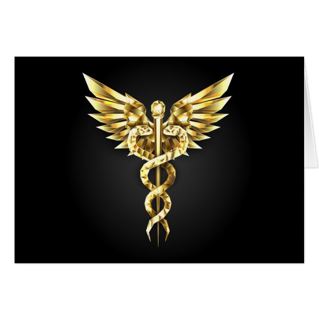 Gold Polygonal Symbol Caduceus (Front Horizontal)