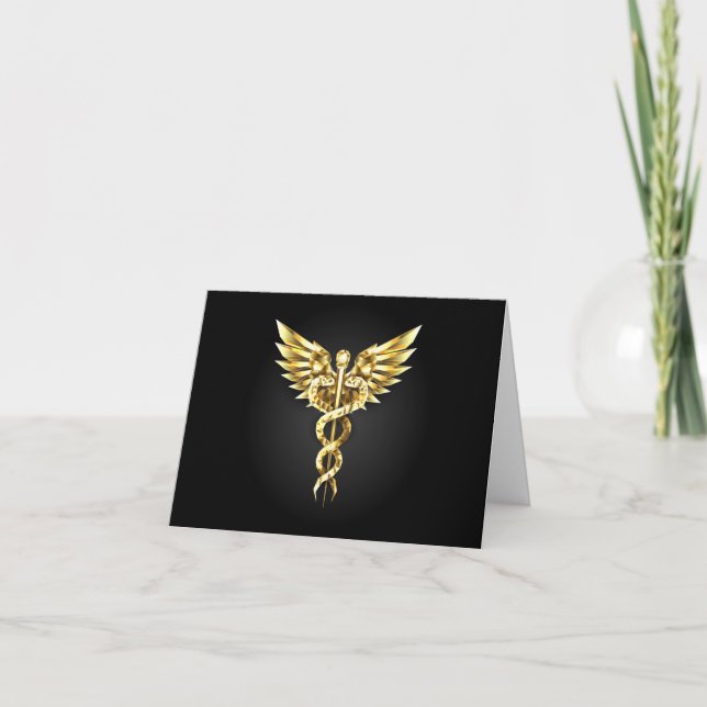 Gold Polygonal Symbol Caduceus Announcement (Front)