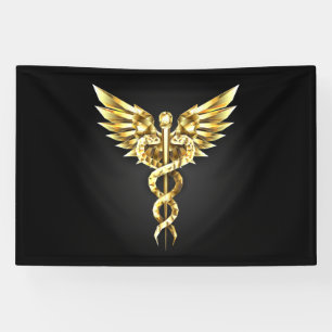 Gold Polygonal Symbol Caduceus Banner