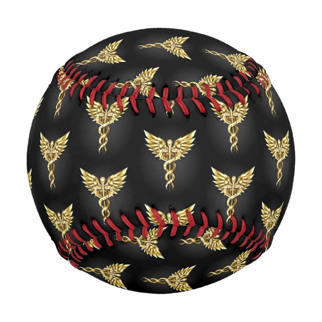 Gold Polygonal Symbol Caduceus Baseball (Front)