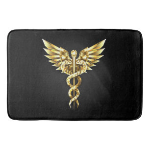 Gold Polygonal Symbol Caduceus Bath Mat