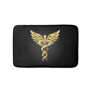 Gold Polygonal Symbol Caduceus Bath Mat