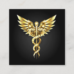 Gold Polygonal Symbol Caduceus Calling Card