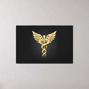 Gold Polygonal Symbol Caduceus Canvas Print