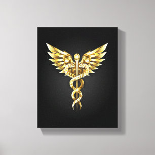Gold Polygonal Symbol Caduceus Canvas Print