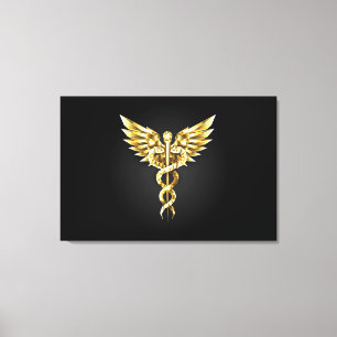 Gold Polygonal Symbol Caduceus Canvas Print