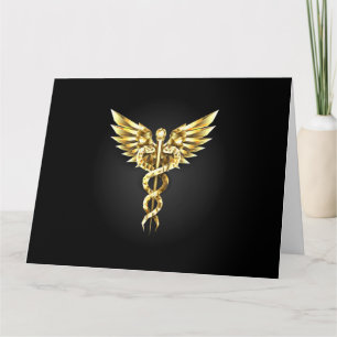Gold Polygonal Symbol Caduceus Card