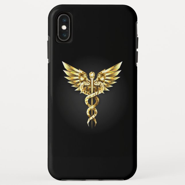 Gold Polygonal Symbol Caduceus Case-Mate iPhone Case (Back)