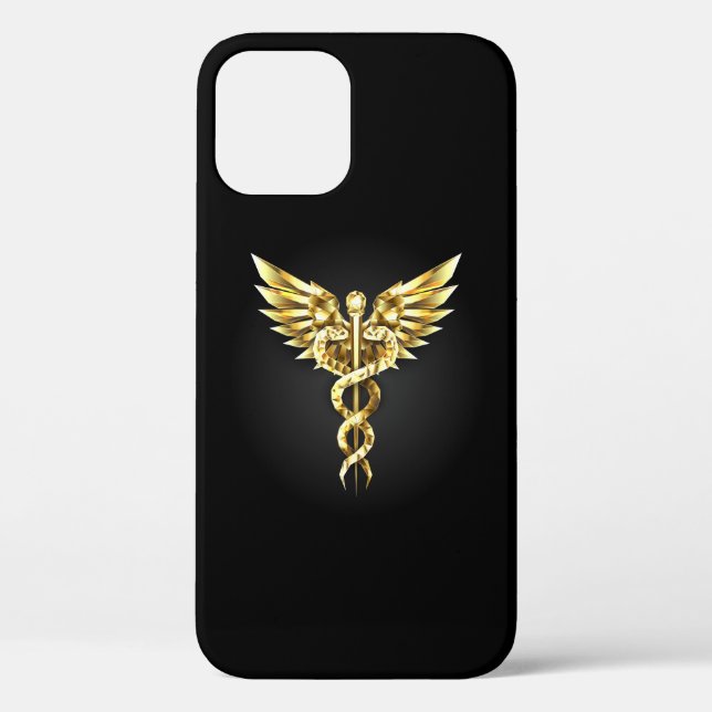 Gold Polygonal Symbol Caduceus Case-Mate iPhone Case (Back)