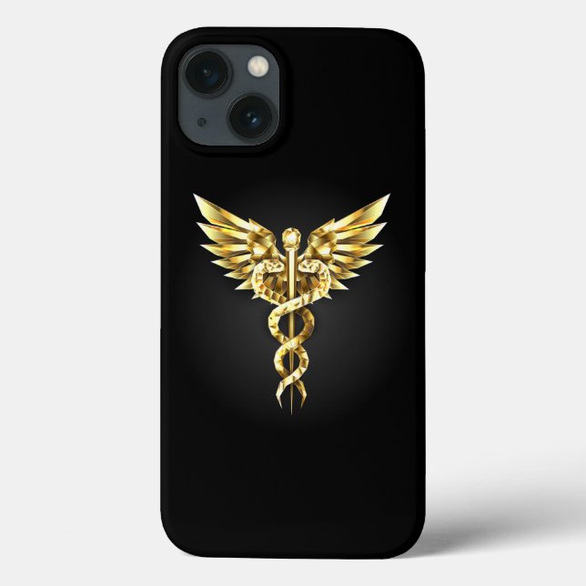 Gold Polygonal Symbol Caduceus Case-Mate iPhone Case (Back)