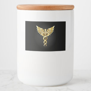 Gold Polygonal Symbol Caduceus Food Label
