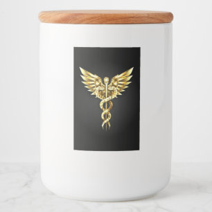 Gold Polygonal Symbol Caduceus Food Label