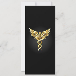 Gold Polygonal Symbol Caduceus Invitation