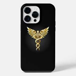 Gold Polygonal Symbol Caduceus iPhone 14 Pro Max Case