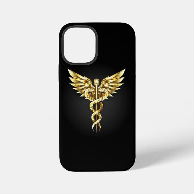 Gold Polygonal Symbol Caduceus iPhone Case (Back)