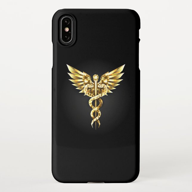 Gold Polygonal Symbol Caduceus iPhone Case (Back)