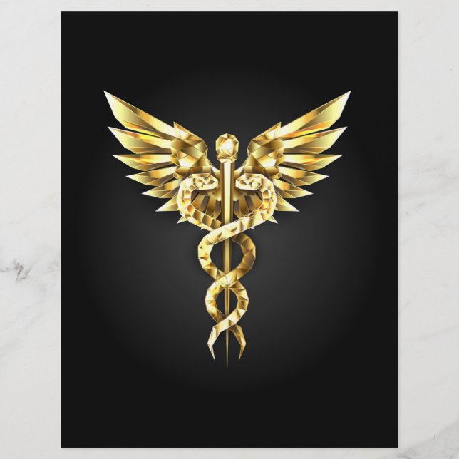 Gold Polygonal Symbol Caduceus Letterhead (Front)