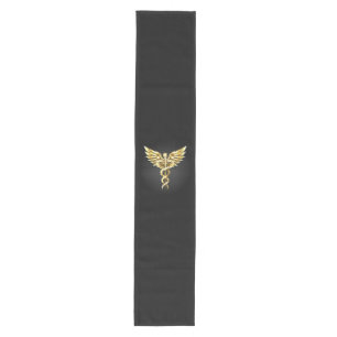 Gold Polygonal Symbol Caduceus Medium Table Runner