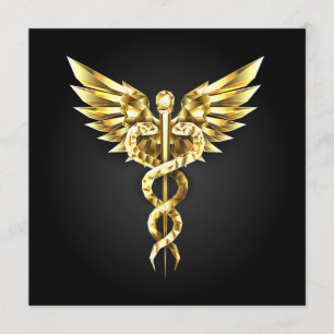Gold Polygonal Symbol Caduceus Menu