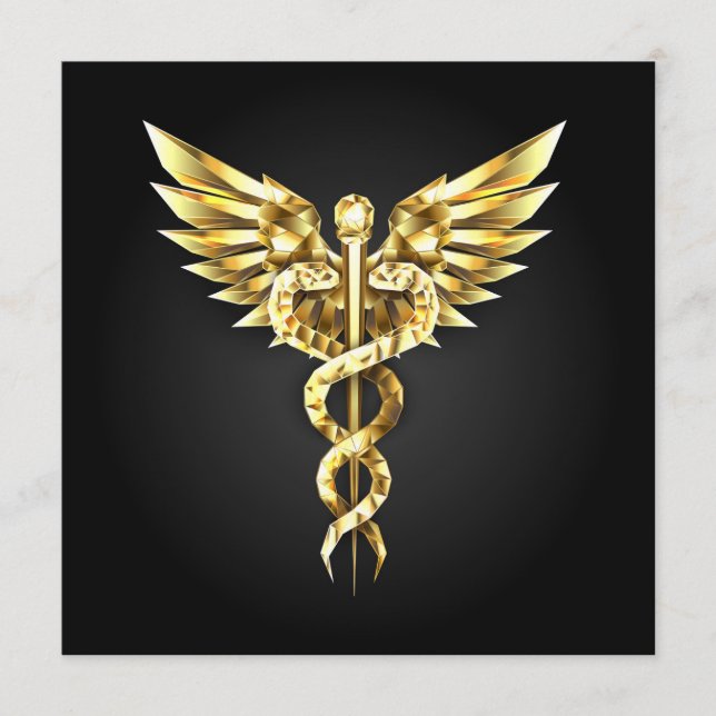 Gold Polygonal Symbol Caduceus Menu (Front)