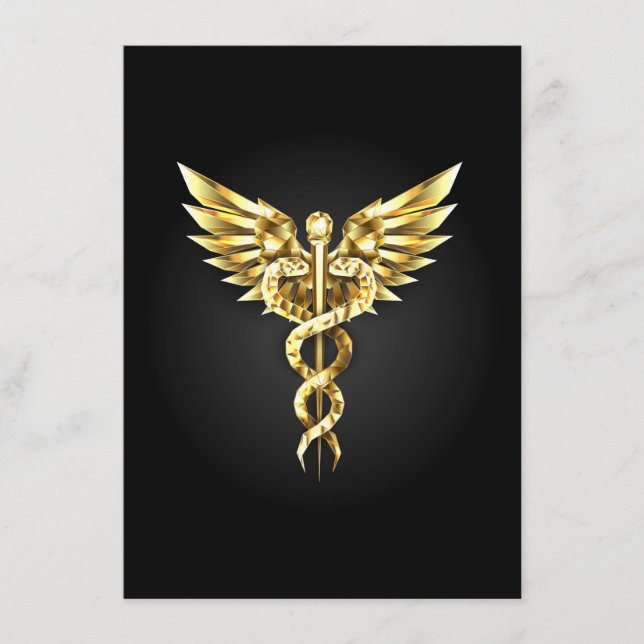 Gold Polygonal Symbol Caduceus Menu (Front)
