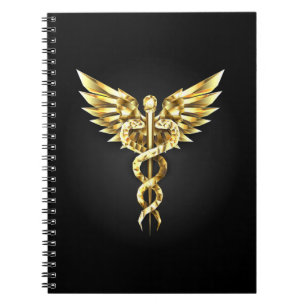 Gold Polygonal Symbol Caduceus Notebook