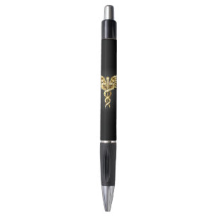 Gold Polygonal Symbol Caduceus Pen