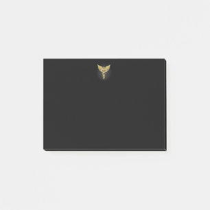 Gold Polygonal Symbol Caduceus Post-it Notes