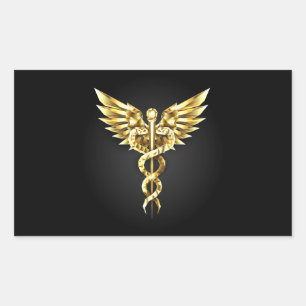 Gold Polygonal Symbol Caduceus Sticker