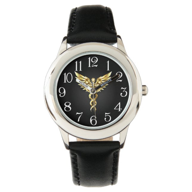 Gold Polygonal Symbol Caduceus Watch (Front)