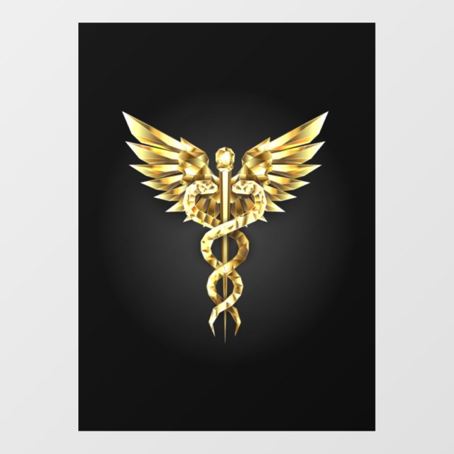 Gold Polygonal Symbol Caduceus Window Cling (Sheet)