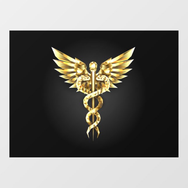 Gold Polygonal Symbol Caduceus Window Cling (Sheet)