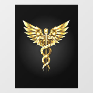 Gold Polygonal Symbol Caduceus Window Cling