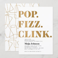 Gold Pop Fizz Clink Bridal Shower Invitation