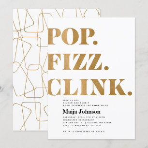 Gold Pop Fizz Clink Invitation à la douche nuptial