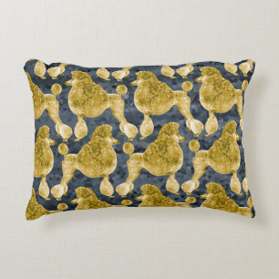 Gold Posh Poodle Night Grey Accent Pillow