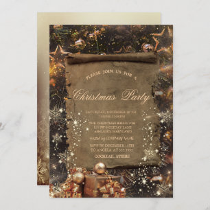 Gold Presents,Snowflakes Vintage Company  Invitation