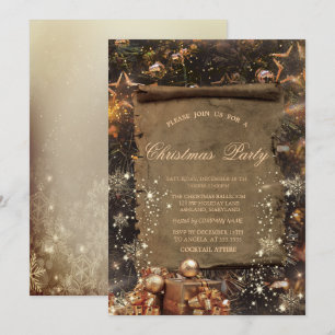 Gold Presents,Snowflakes Vintage Company  Invitation