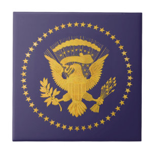 Gold Presidential Seal on Blue Ground Tile
