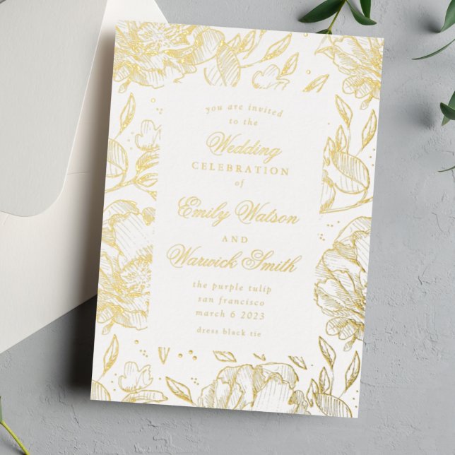 Gold Pressed Elegant Hand Drawn Floral Wedding (Creator Uploaded)