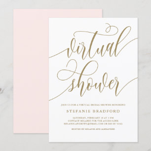 Gold Pretty Script Virtual Bridal Shower Invitation