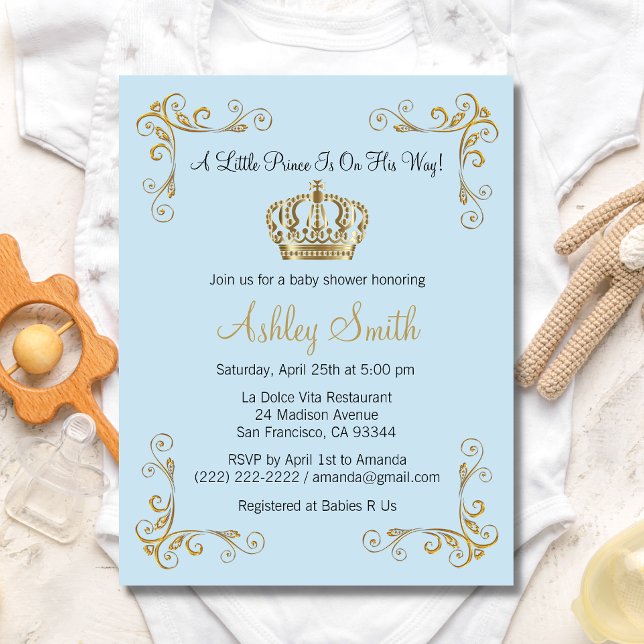 Gold Prince Baby Shower Invitation - Personalized (Creator Uploaded)