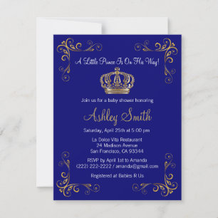 Gold Prince Baby Shower Invitation - Personalized