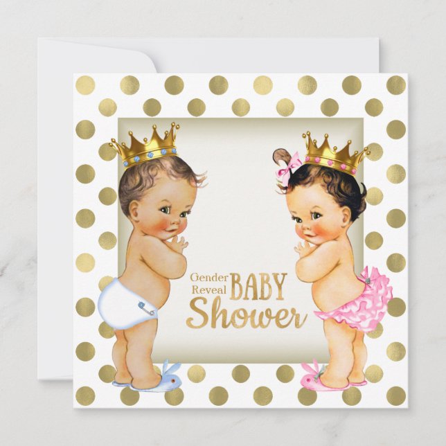 Gold Prince or Princess Gender Reveal Baby Shower Invitation (Front)