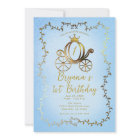 Gold Princess Carriage Blue Storybook 1st Birthday