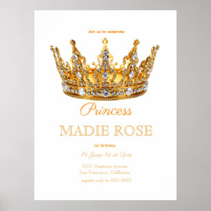 Gold Princess Crown Fairytale Birthday Poster