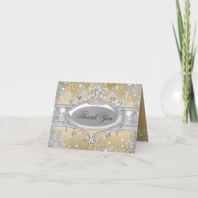 Gold Princess Winter Wonderland Carte de remerciem (Devant)