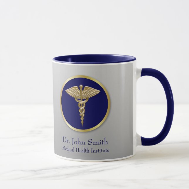 Gold Professional Caduceus Medical Blue Mug (Right)