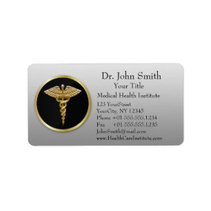 Gold Professional Medical Caduceus - Address Label